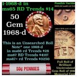 BU Shotgun Lincoln 1c roll, 1968-d 50 pcs Bank Wra