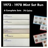 1973-1978 Mint Set Run 74 Coins 6 Complete Sets
