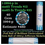 BU Shotgun Jefferson 5c roll, 1994-p 40 pcs Bank $