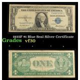 1935F $1 Blue Seal Silver Certificate Grades vf++