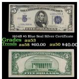 1934B $5 Blue Seal Silver Certificate Grades Selec