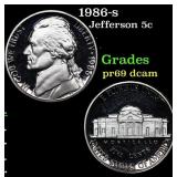 1986-s Proof Jefferson Nickel 5c Grades GEM++ Proo