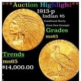 *Highlight* 1913-p Gold Indian Half Eagle $5 GEM U