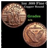 1oz .999 Fine Copper Bullion Round - Standing Libe