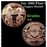 1oz .999 Fine Copper Bullion Round - Alien Style G