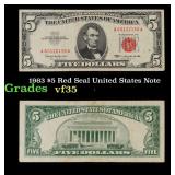 1963 $5 Red Seal United States Note Grades vf++