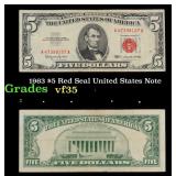 1963 $5 Red Seal United States Note Grades vf++