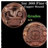 1oz .999 Fine Copper Bullion Round - Silver Certif