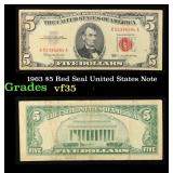 1963 $5 Red Seal United States Note Grades vf++