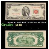 1953B $2 Red Seal United States Note Grades xf