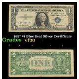 1957 $1 Blue Seal Silver Certificate Grades vf++