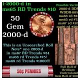 BU Shotgun Lincoln 1c roll, 2000-d 50 pcs Bank Wra
