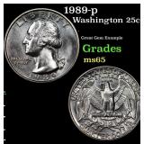 1989-p Washington Quarter 25c Grades GEM Unc