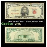 1963 $5 Red Seal United States Note Grades vf++