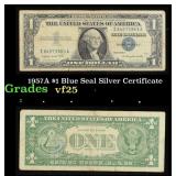 1957A $1 Blue Seal Silver Certificate Grades vf+