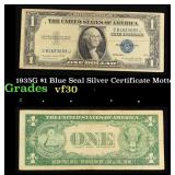 1935G No Motto $1 Blue Seal Silver Certificate Gra