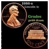 1986-s Proof Lincoln Cent 1c Grades GEM++ Proof De