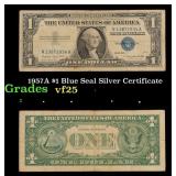 1957A $1 Blue Seal Silver Certificate Grades vf+