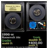 1996-w Roosevelt Dime 10c ms69 ft USCG