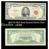 1963 $5 Red Seal United States Note Grades xf