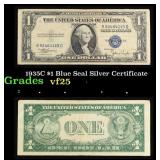 1935C $1 Blue Seal Silver Certificate Grades vf+