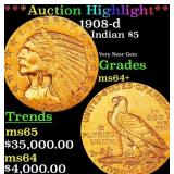 *Highlight* 1908-d Gold Indian Half Eagle $5 Choic
