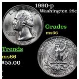 1990-p Washington Quarter 25c Grades GEM+ Unc
