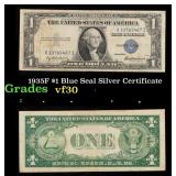 1935F $1 Blue Seal Silver Certificate Grades vf++