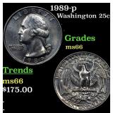 1989-p Washington Quarter 25c Grades GEM+ Unc