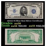 1934A $5 Blue Seal Silver Certificate Grades Choic