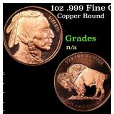 1oz .999 Fine Copper Bullion Round - Buffalo Nicke