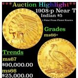 *Highlight* 1908-p Gold Indian Half Eagle Near Top