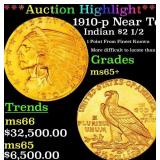 *Highlight* 1910-p Gold Indian Quarter Eagle Near