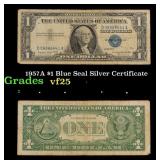 1957A $1 Blue Seal Silver Certificate Grades vf+