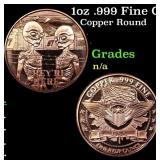 1oz .999 Fine Copper Bullion Round - Alien Style G