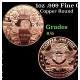 1oz .999 Fine Copper Bullion Round - We