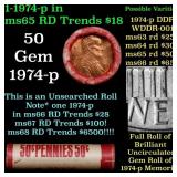 BU Shotgun Lincoln 1c roll, 1979-p 50 pcs Bank Wra