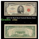 1963 $5 Red Seal United States Note Grades vf++