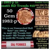 BU Shotgun Lincoln 1c roll, 1982-p 50 pcs Bank Wra