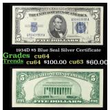 1934D $5 Blue Seal Silver Certificate Grades Choic