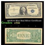 1957B $1 Blue Seal Silver Certificate Grades vf++