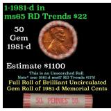 BU Shotgun Lincoln 1c roll, 1981-d 50 pcs Bank Wra