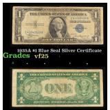 1935A $1 Blue Seal Silver Certificate Grades vf+