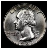 1987-d Washington Quarter 25c Grades GEM++ Unc