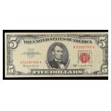 1963 $5 Red Seal United States Note Grades vf++