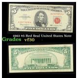 1963 $5 Red Seal United States Note Grades vf++