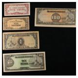 Group of Five WWII Era Japanese Invasion Money Not