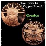 1oz .999 Fine Copper Bullion Round - Statue of Lib