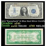 1934 $1 Blue Seal Silver Certificate Grades xf+