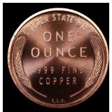 1oz .999 Fine Copper Bullion Round - Lincoln Wheat